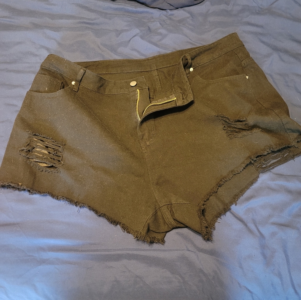 Black distressed Jean shorts